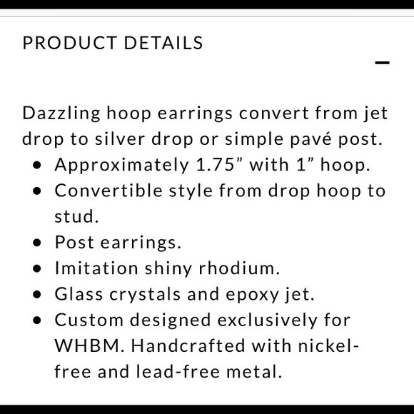 WHBM Sliver & Black Crystal convertible Earrings - Picture 5 of 5